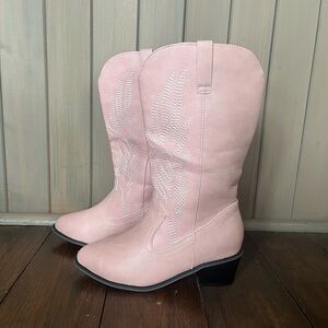 Pink Heeled Boots with Western Flair